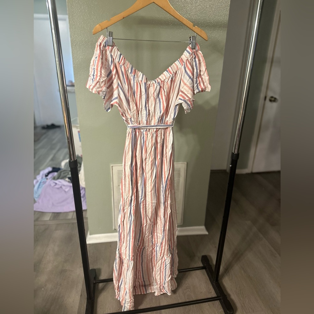 Isabel Maternity by Ingrid & Isabel Striped Dress in Red, Blue, and White